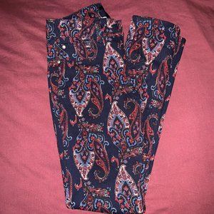 Paisley Print Skinny Lowrise Jeans NWOT